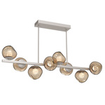 Luna Twisted Branch Linear Chandelier - Beige Silver / Bronze Floret