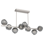 Luna Twisted Branch Linear Chandelier - Beige Silver / Smoke Floret