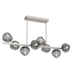 Luna Twisted Branch Linear Chandelier - Beige Silver / Smoke Geo