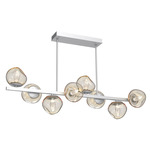 Luna Twisted Branch Linear Chandelier - Classic Silver / Amber Geo