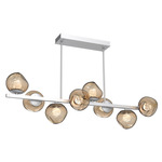 Luna Twisted Branch Linear Chandelier - Classic Silver / Bronze Floret