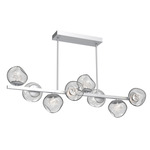 Luna Twisted Branch Linear Chandelier - Classic Silver / Clear Floret