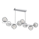 Luna Twisted Branch Linear Chandelier - Classic Silver / Clear Geo