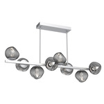 Luna Twisted Branch Linear Chandelier - Classic Silver / Smoke Geo