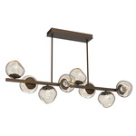 Luna Twisted Branch Linear Chandelier - Flat Bronze / Amber Floret