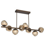 Luna Twisted Branch Linear Chandelier - Flat Bronze / Bronze Floret