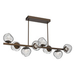 Luna Twisted Branch Linear Chandelier - Flat Bronze / Clear Floret