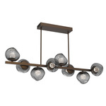 Luna Twisted Branch Linear Chandelier - Flat Bronze / Smoke Floret