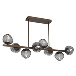 Luna Twisted Branch Linear Chandelier - Flat Bronze / Smoke Geo