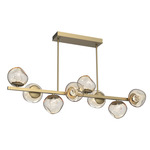 Luna Twisted Branch Linear Chandelier - Gilded Brass / Amber Floret