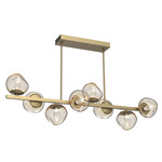 Luna Twisted Branch Linear Chandelier - Gilded Brass / Amber Geo