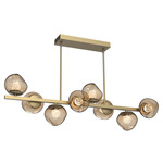 Luna Twisted Branch Linear Chandelier - Gilded Brass / Bronze Floret