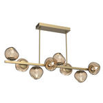 Luna Twisted Branch Linear Chandelier - Gilded Brass / Bronze Geo