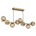 Luna Twisted Branch Linear Chandelier - Gilded Brass / Bronze Zircon