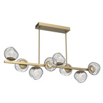 Luna Twisted Branch Linear Chandelier - Gilded Brass / Clear Floret