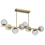 Luna Twisted Branch Linear Chandelier - Gilded Brass / Clear Geo