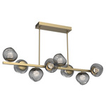 Luna Twisted Branch Linear Chandelier - Gilded Brass / Smoke Floret