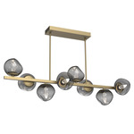 Luna Twisted Branch Linear Chandelier - Gilded Brass / Smoke Geo