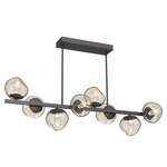 Luna Twisted Branch Linear Chandelier - Graphite / Amber Geo