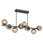 Luna Twisted Branch Linear Chandelier - Graphite / Bronze Floret