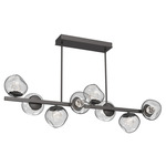 Luna Twisted Branch Linear Chandelier - Graphite / Clear Floret