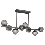 Luna Twisted Branch Linear Chandelier - Graphite / Smoke Floret