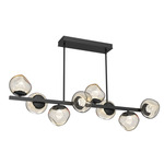 Luna Twisted Branch Linear Chandelier - Matte Black / Amber Zircon