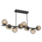 Luna Twisted Branch Linear Chandelier - Matte Black / Bronze Geo