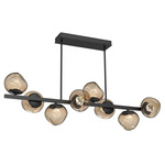 Luna Twisted Branch Linear Chandelier - Matte Black / Bronze Zircon