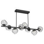 Luna Twisted Branch Linear Chandelier - Matte Black / Clear Floret