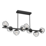 Luna Twisted Branch Linear Chandelier - Matte Black / Clear Geo