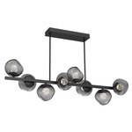 Luna Twisted Branch Linear Chandelier - Matte Black / Smoke Floret