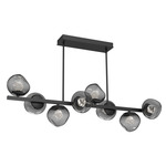 Luna Twisted Branch Linear Chandelier - Matte Black / Smoke Zircon