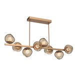 Luna Twisted Branch Linear Chandelier - Novel Brass / Bronze Floret