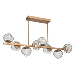 Luna Twisted Branch Linear Chandelier - Novel Brass / Clear Floret