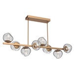 Luna Twisted Branch Linear Chandelier - Novel Brass / Clear Geo