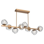 Luna Twisted Branch Linear Chandelier - Novel Brass / Clear Zircon