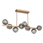 Luna Twisted Branch Linear Chandelier - Novel Brass / Smoke Floret