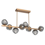 Luna Twisted Branch Linear Chandelier - Novel Brass / Smoke Geo