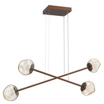 Luna  Moda Linear Chandelier - Burnished Bronze / Amber Floret