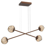 Luna  Moda Linear Chandelier - Burnished Bronze / Bronze Floret