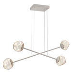 Luna  Moda Linear Chandelier - Beige Silver / Amber Floret