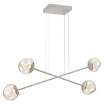 Luna  Moda Linear Chandelier - Beige Silver / Amber Geo