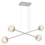 Luna  Moda Linear Chandelier - Beige Silver / Amber Zircon