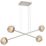 Luna  Moda Linear Chandelier - Beige Silver / Bronze Floret