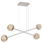 Luna  Moda Linear Chandelier - Beige Silver / Bronze Geo