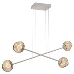 Luna  Moda Linear Chandelier - Beige Silver / Bronze Zircon