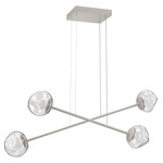 Luna  Moda Linear Chandelier - Beige Silver / Clear Floret