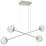 Luna  Moda Linear Chandelier - Beige Silver / Clear Geo