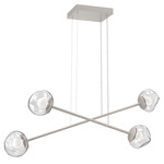 Luna  Moda Linear Chandelier - Beige Silver / Clear Zircon